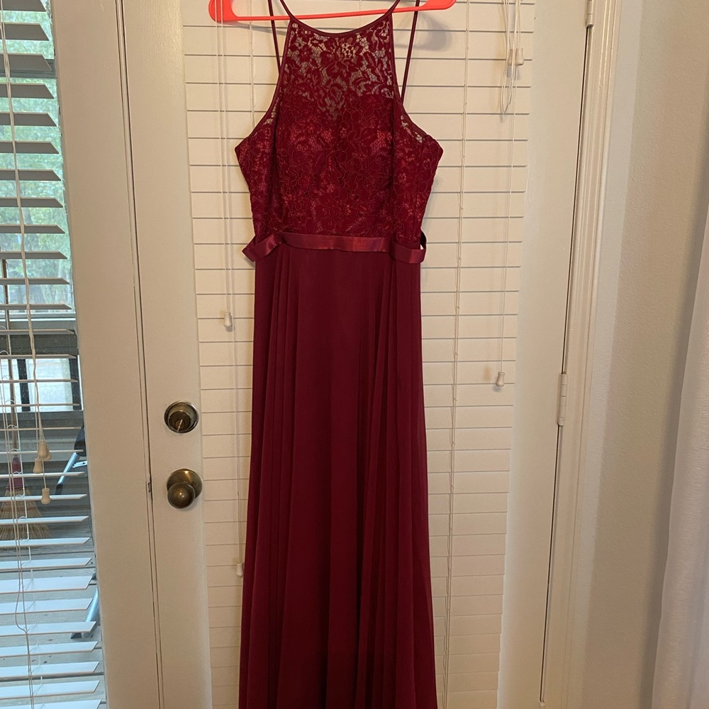 Burgundy bridesmaid dress lace